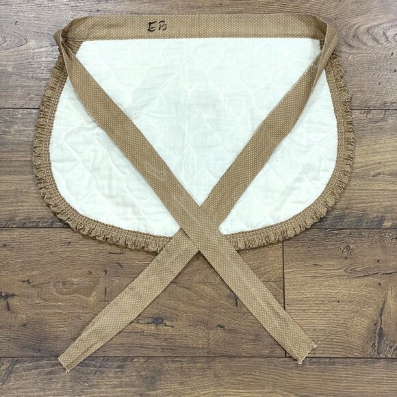 Vintage Apron Mushroom Quilted Kitchen Retro Brown Polka Dot Tie Waist Ruffle - Picture 4 of 7